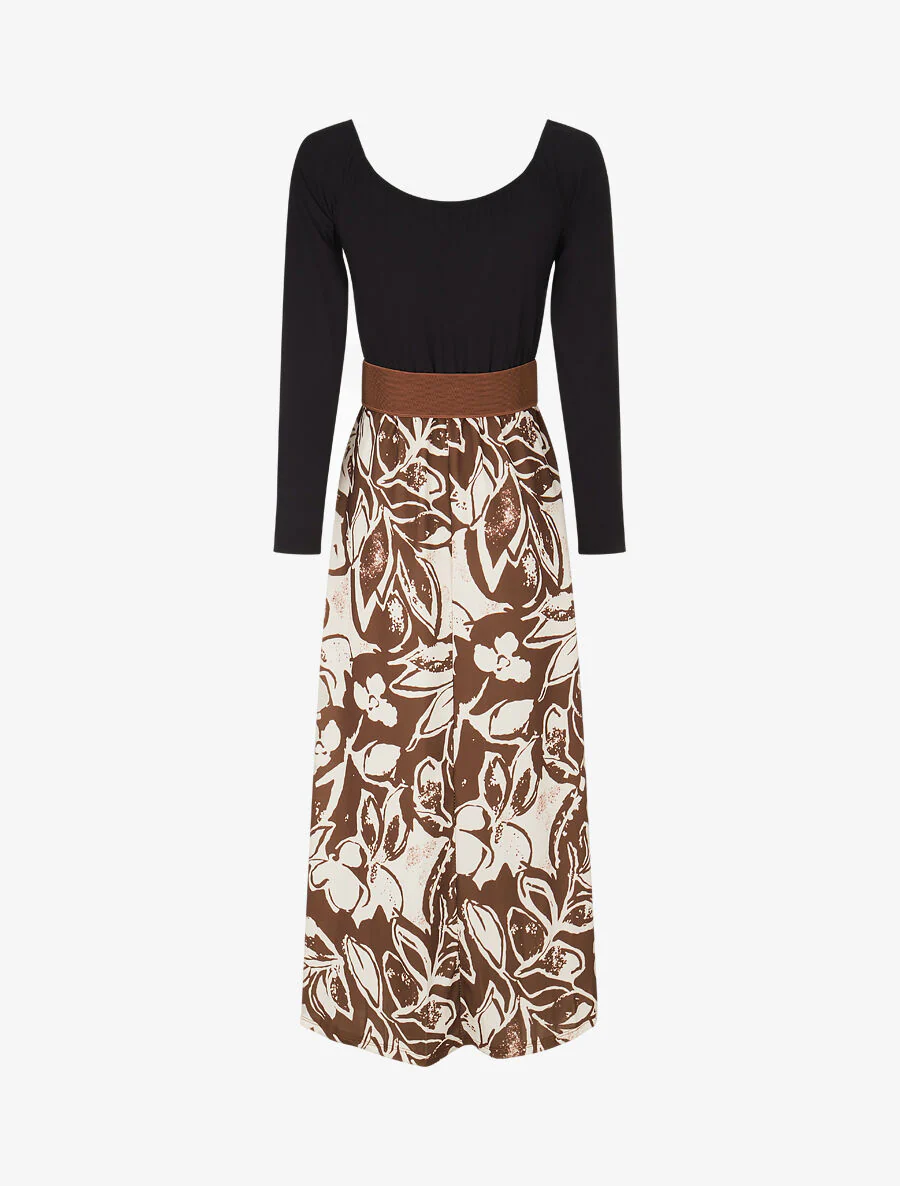 Robe évasée à jupe imprimé fleurs - Marron - Image 2