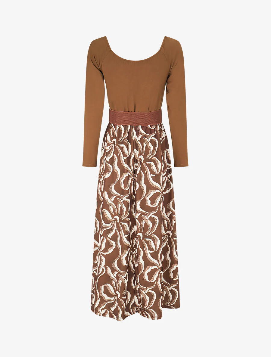 Robe évasée à jupe imprimée - Marron - Image 2