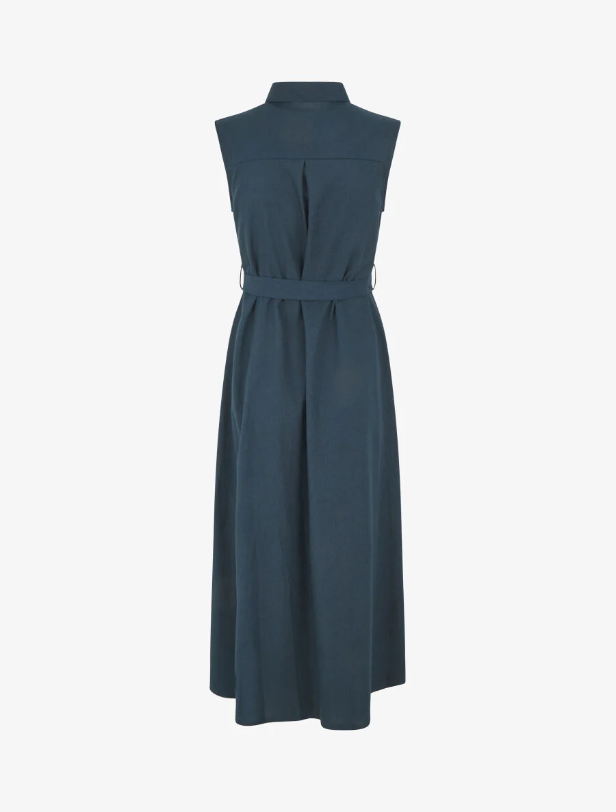 Robe évasée boutonnée à poches - Bleu pétrole - Image 2