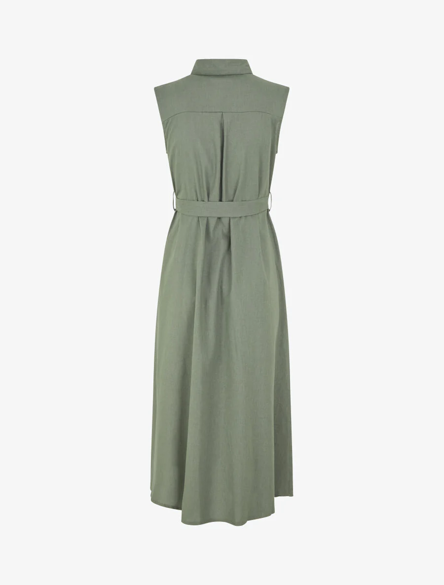 Robe évasée boutonnée à poches - Kaki - Image 2