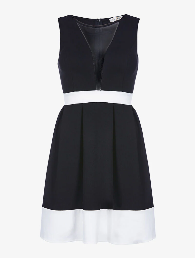 Robe évasée décolleté transparent - noir