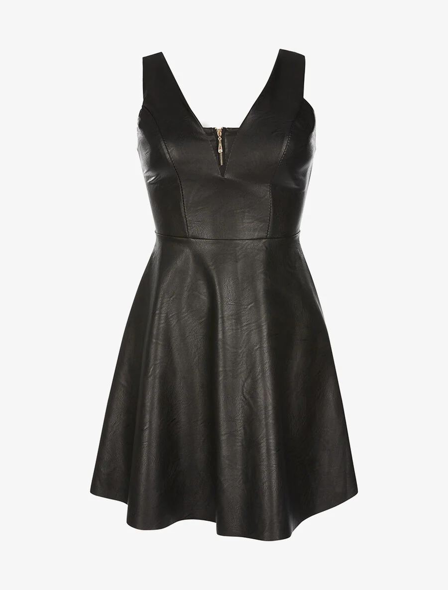 Robe évasée en simili - noir
