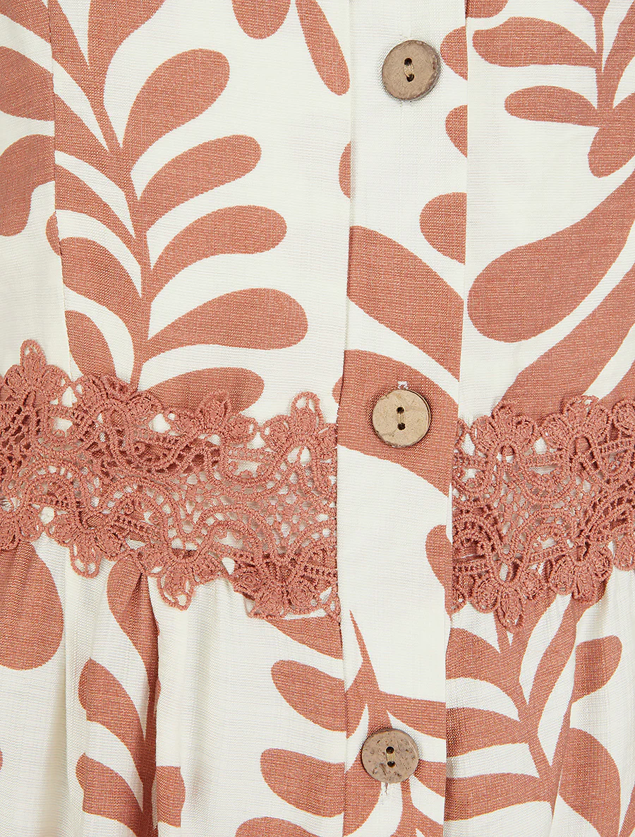 Robe évasée imprimé fantaisie - Vieux rose - Image 3