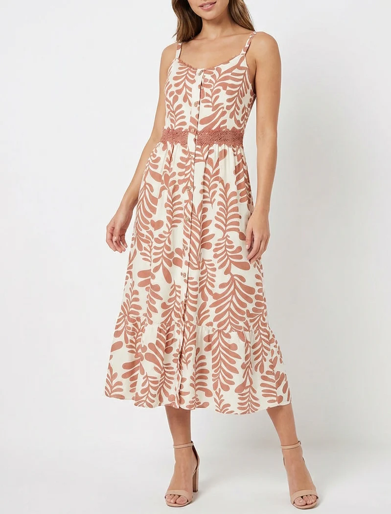 Robe évasée imprimé fantaisie - Vieux rose - Image 4