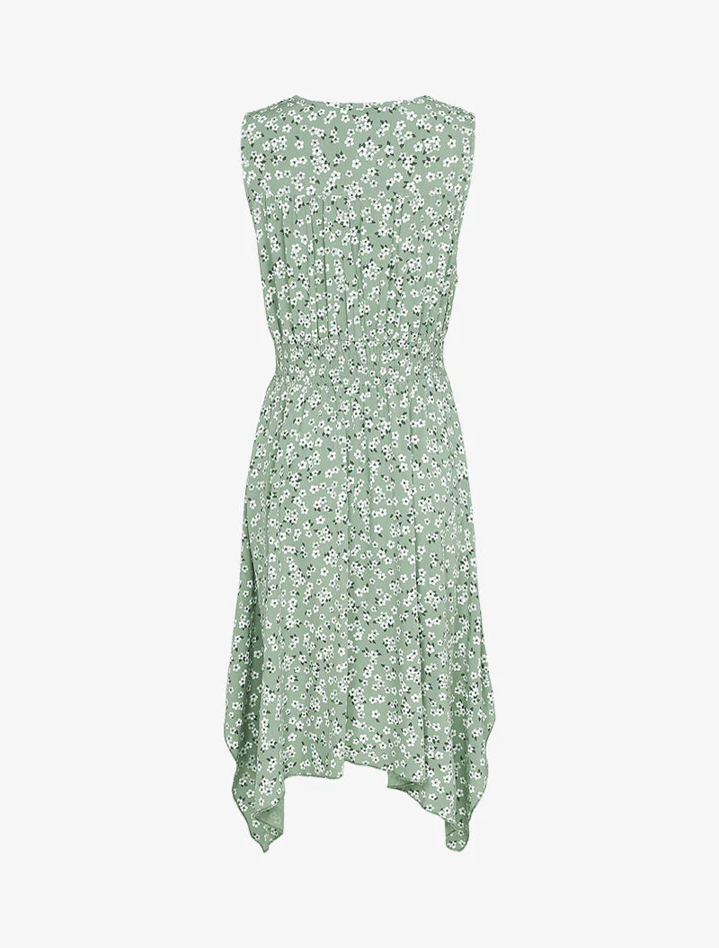Robe fleurie à bas asymétrique - kaki - Image 3