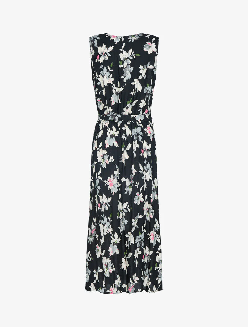 Robe fleurie à buste cache coeur - noir - Image 2