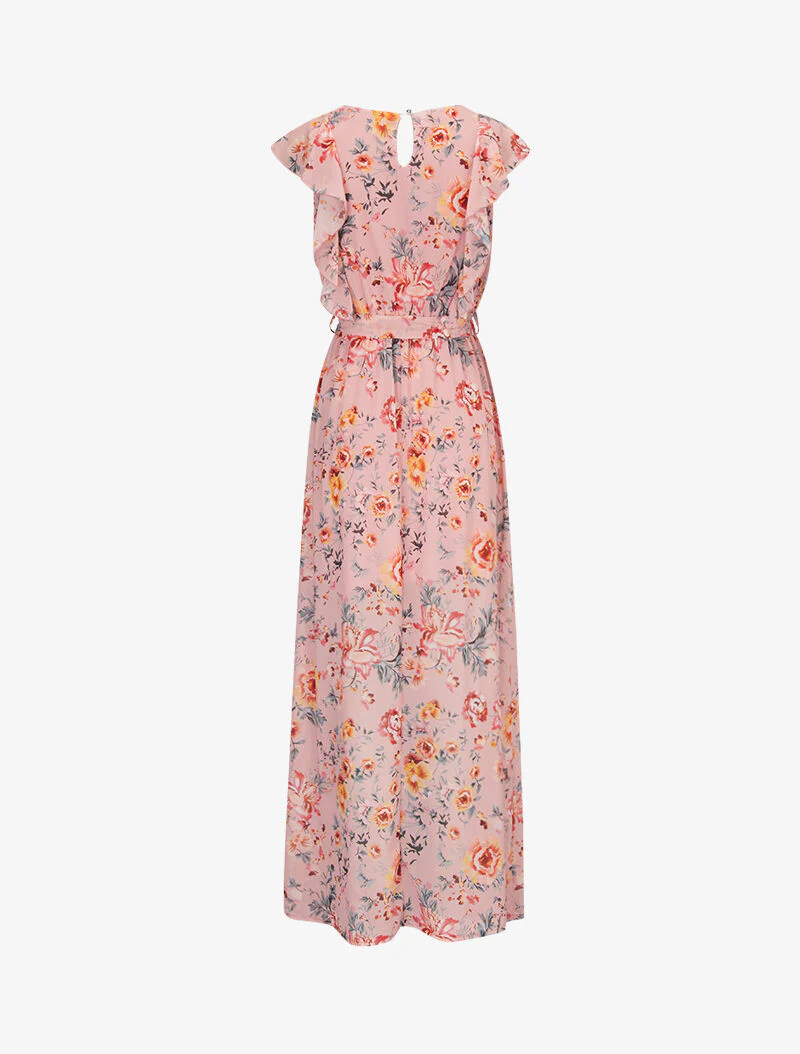 Robe fleurie à buste volanté - rose - Image 3