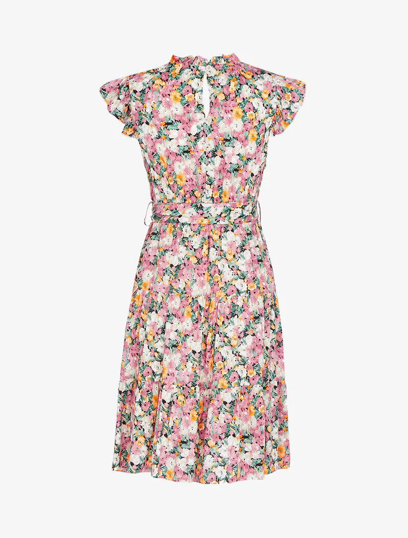 Robe fleurie à col montant volanté - rose - Image 2
