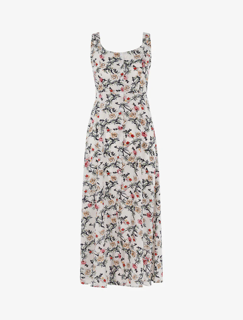 Robe fleurie à dos ajouré - écru - ecru