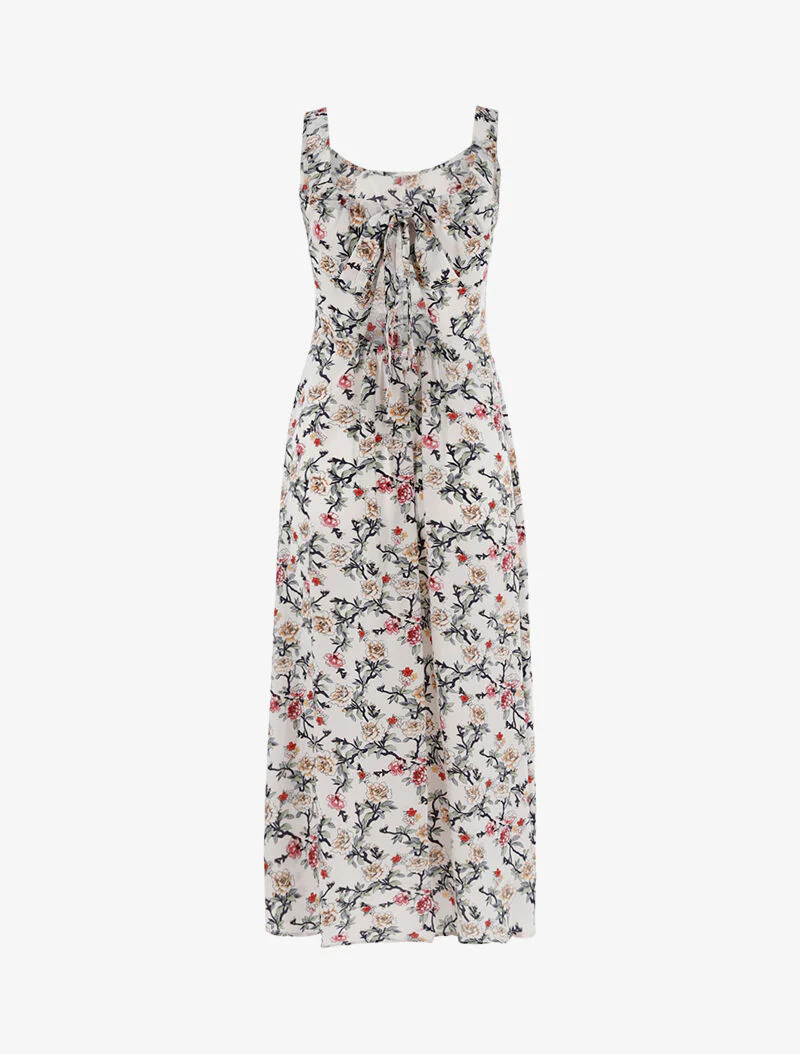 Robe fleurie à dos ajouré - écru - ecru - Image 2