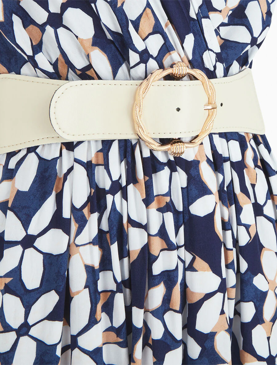 Robe fleurie à fines bretelles - Marine - Image 3