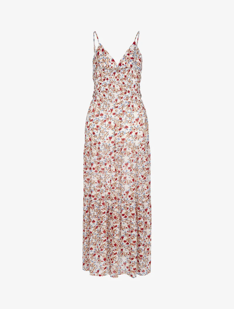 Robe fleurie à taille élastiquée - ecru - Image 2