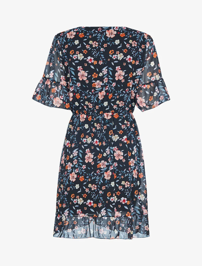 Robe fleurie effet portefeuille - noir - Image 2