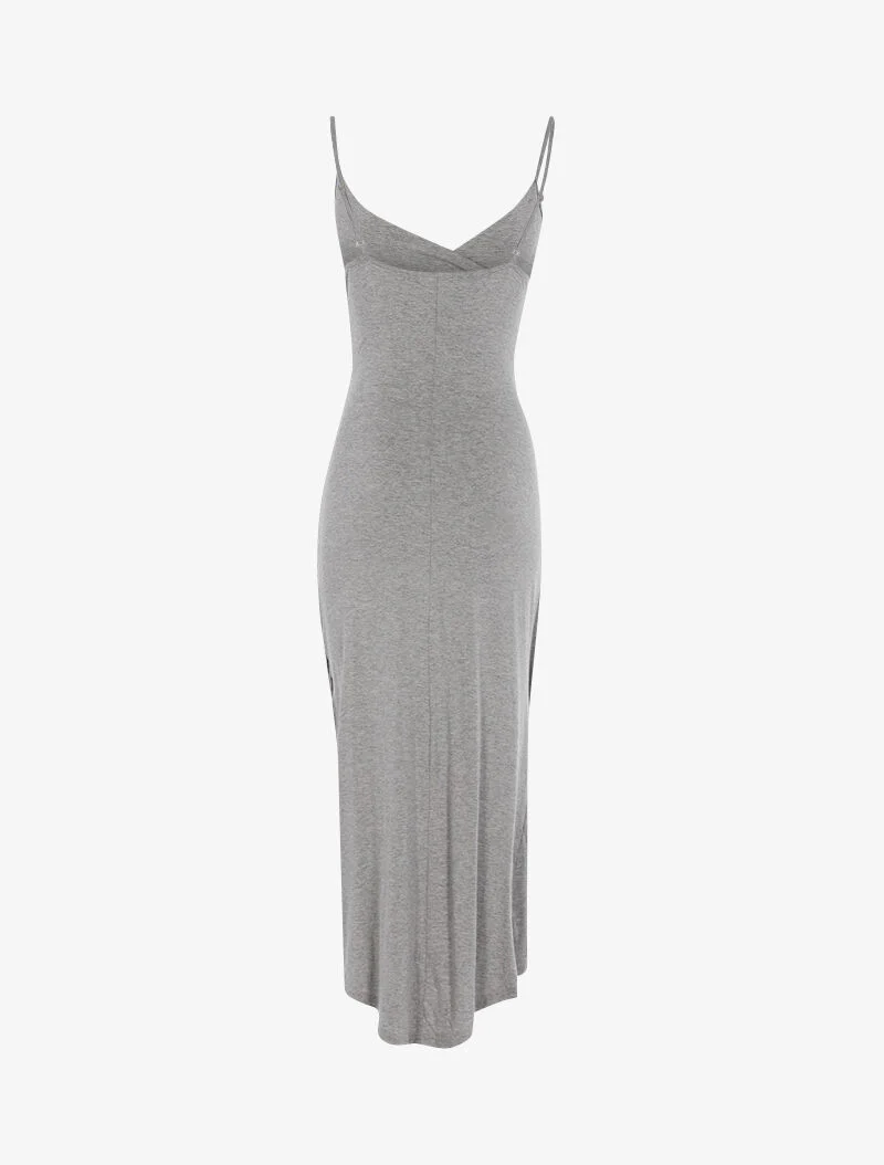Robe fluide à bord asymétrique - gris clair - Image 2