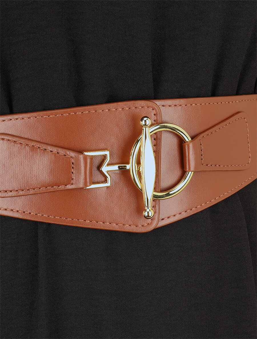 Robe fluide à col carré stylisé - Noir - Image 3