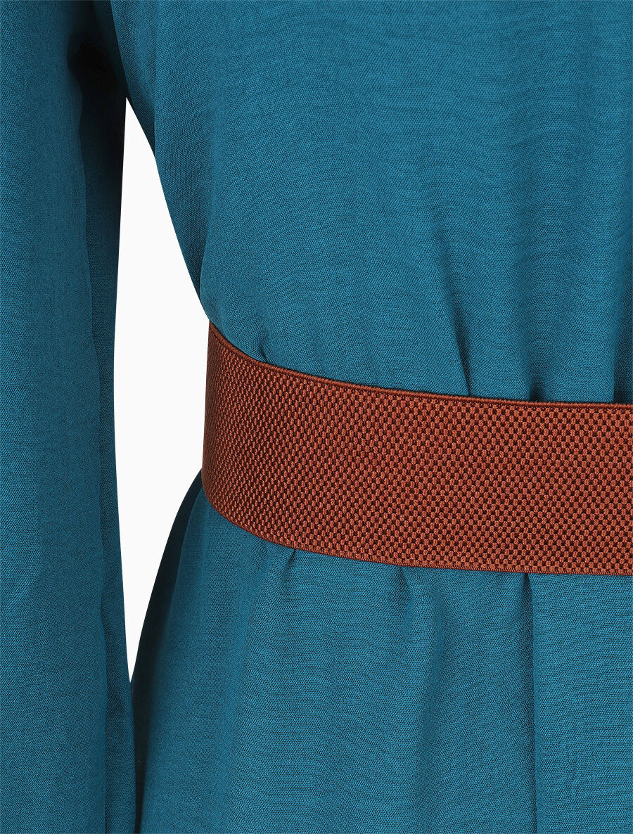 Robe fluide à col carré stylisé - Bleu pétrole - Image 3