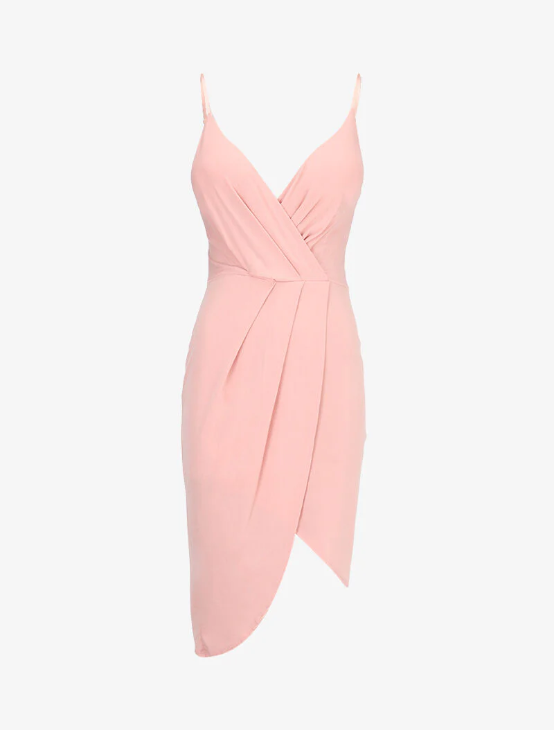 Robe fluide à effet portefeuille - rose