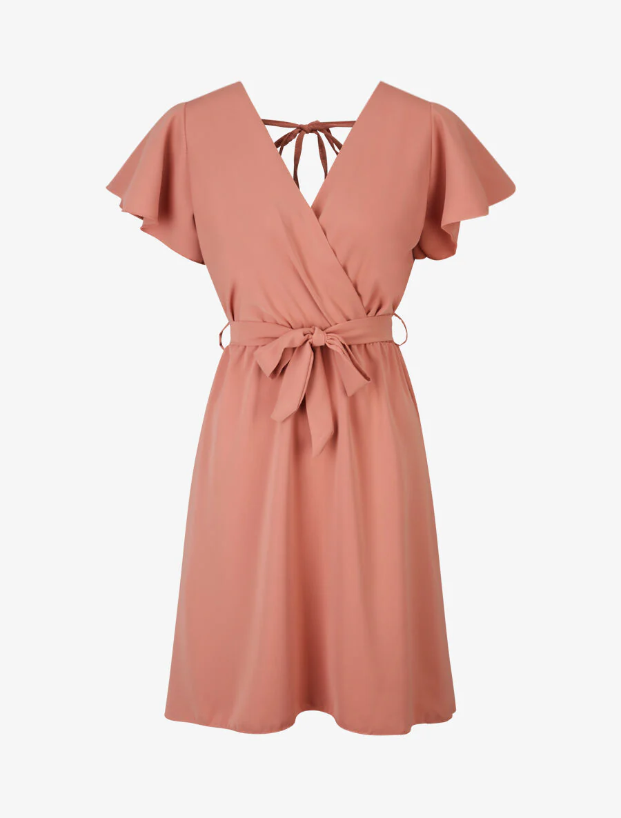 Robe fluide à encolure cache-coeur - Rose