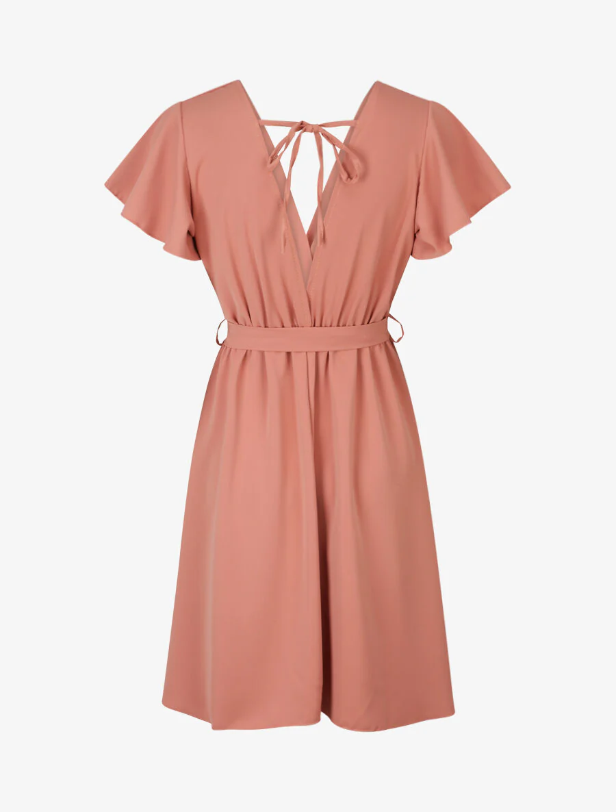 Robe fluide à encolure cache-coeur - Rose - Image 2