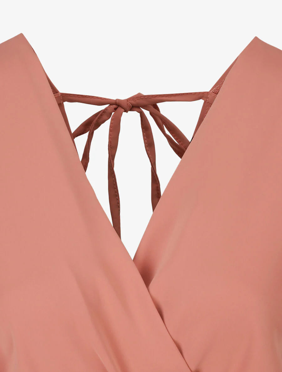 Robe fluide à encolure cache-coeur - Rose - Image 3