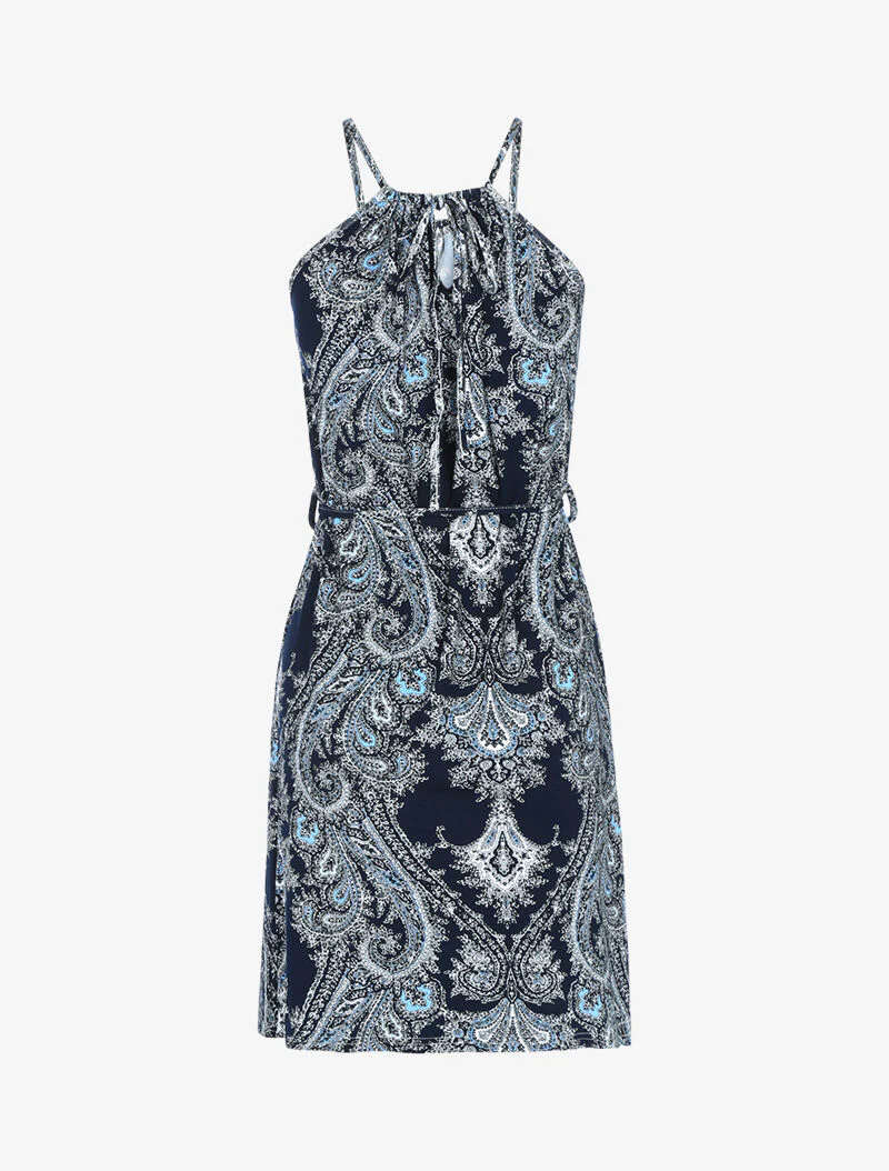 Robe fluide à imprimé cachemire - marine - Image 2