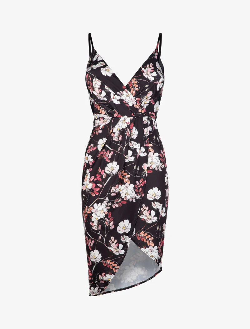Robe fluide à imprimé floral - Noir