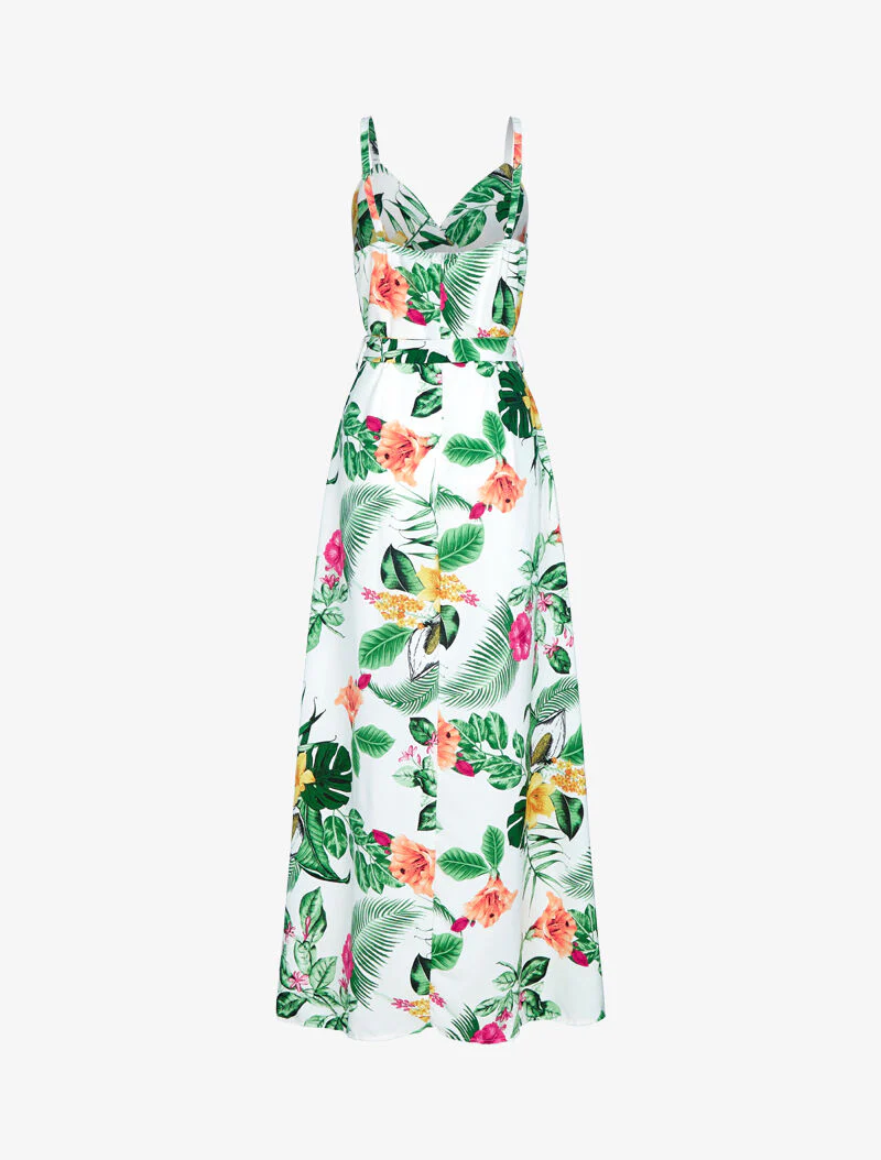 Robe fluide à imprimé tropical - ecru - Image 2