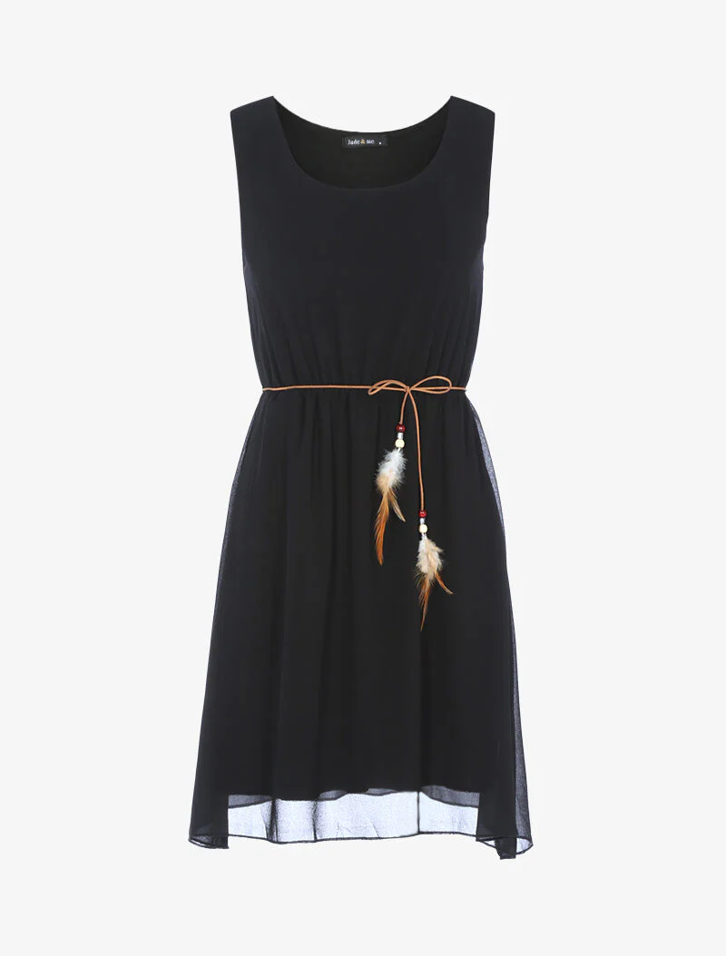 Robe fluide ceinturée - noir