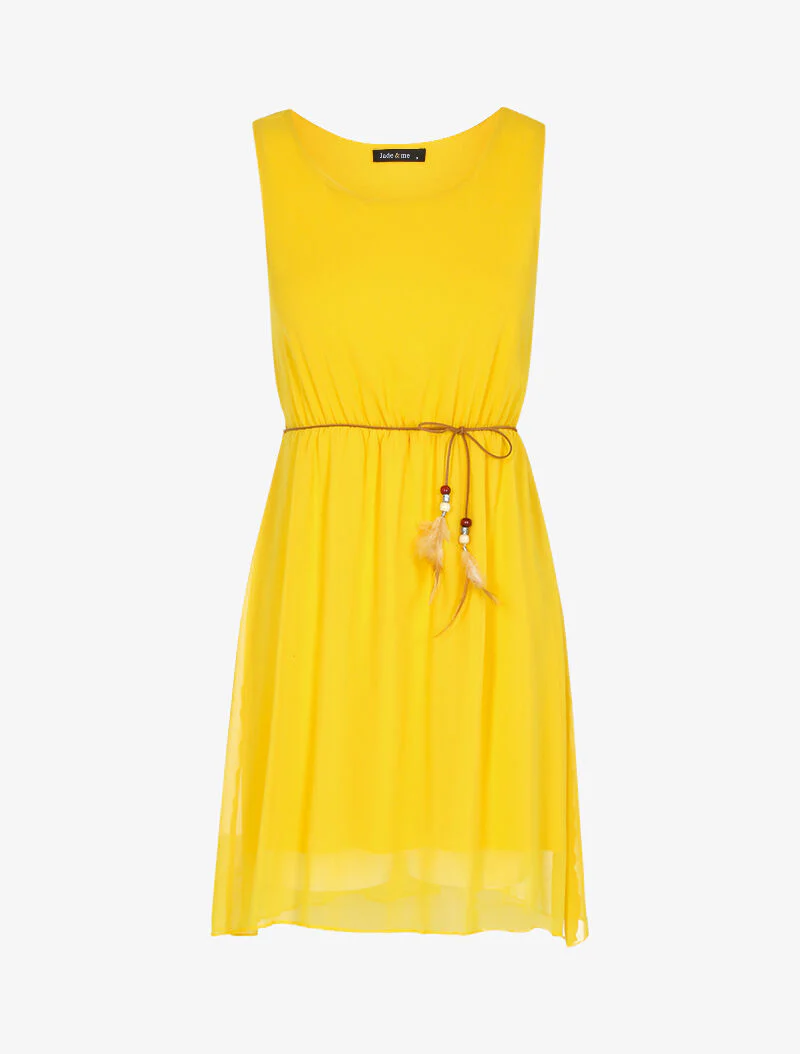 Robe fluide ceinturée - jaune