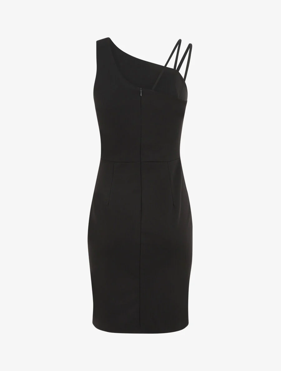 Robe fourreau à bretelles asymétrique - Noir - Image 2