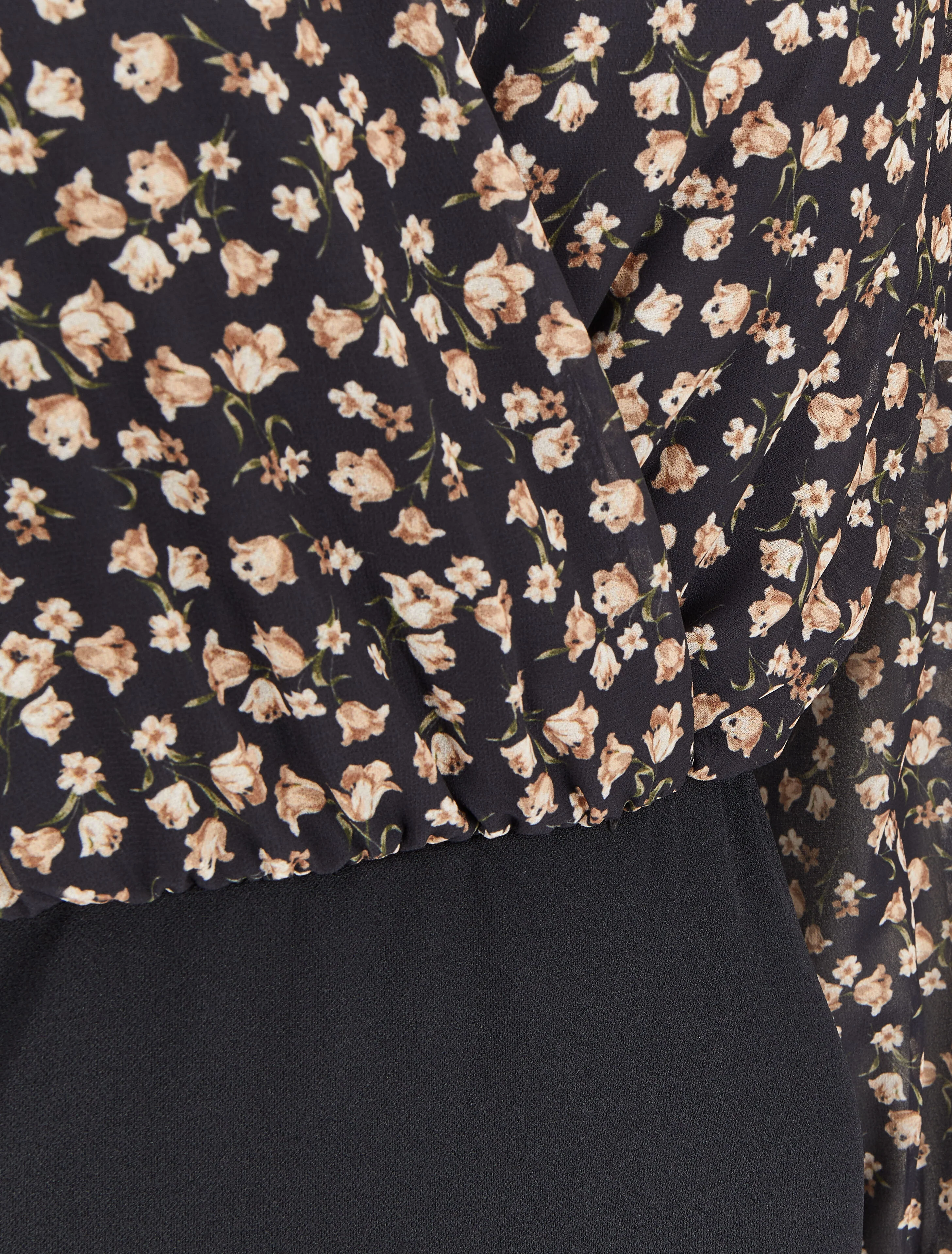 Robe fourreau à buste effet boule imprimé fleurs d'été - Noir - Image 3