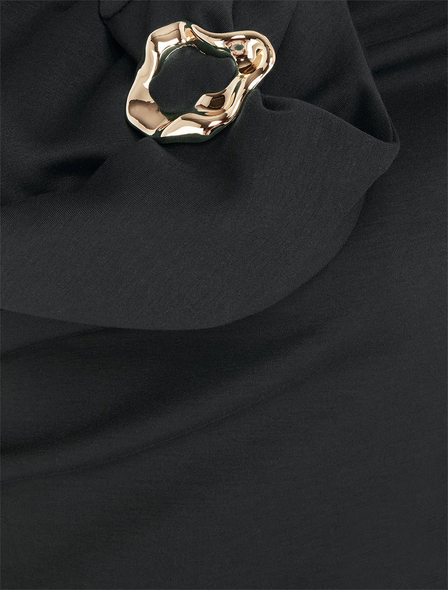 Robe fourreau à empiècement bijou - Noir - Image 3