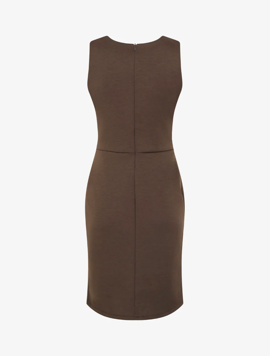 Robe fourreau à empiècement bijou - Marron - Image 2