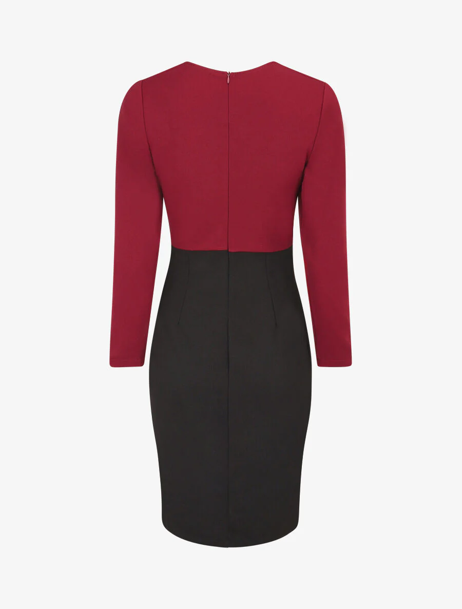 Robe fourreau à taille cintrée - Lie de vin - Image 2