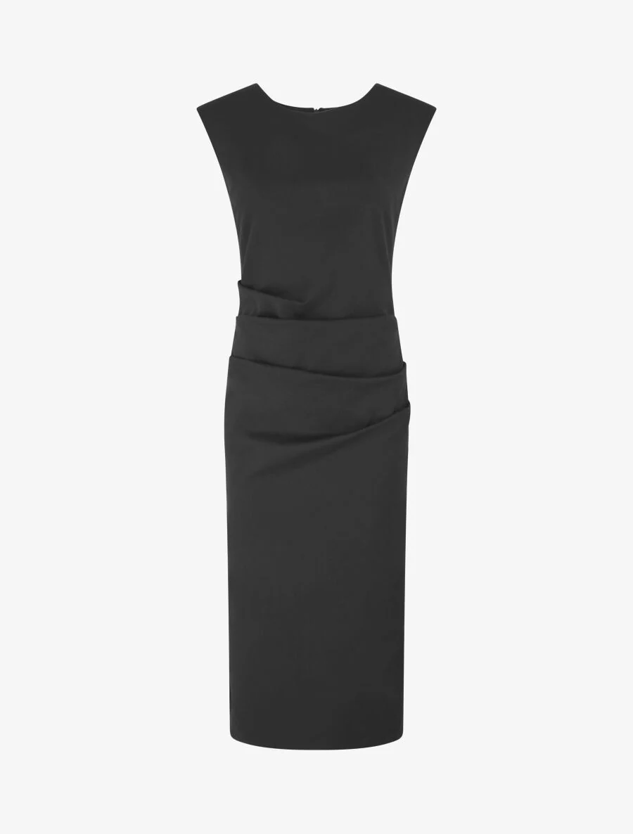 Robe fourreau drapée unie - Noir