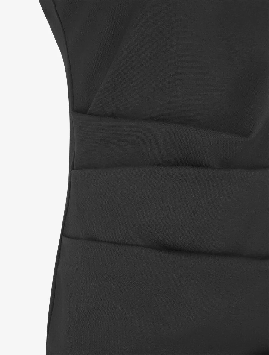 Robe fourreau drapée unie - Noir - Image 3
