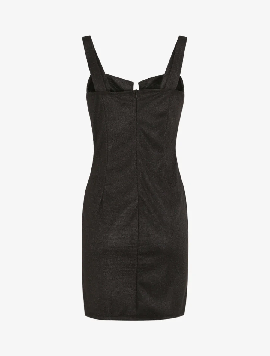 Robe fourreau pailletée à col bustier - Noir - Image 2