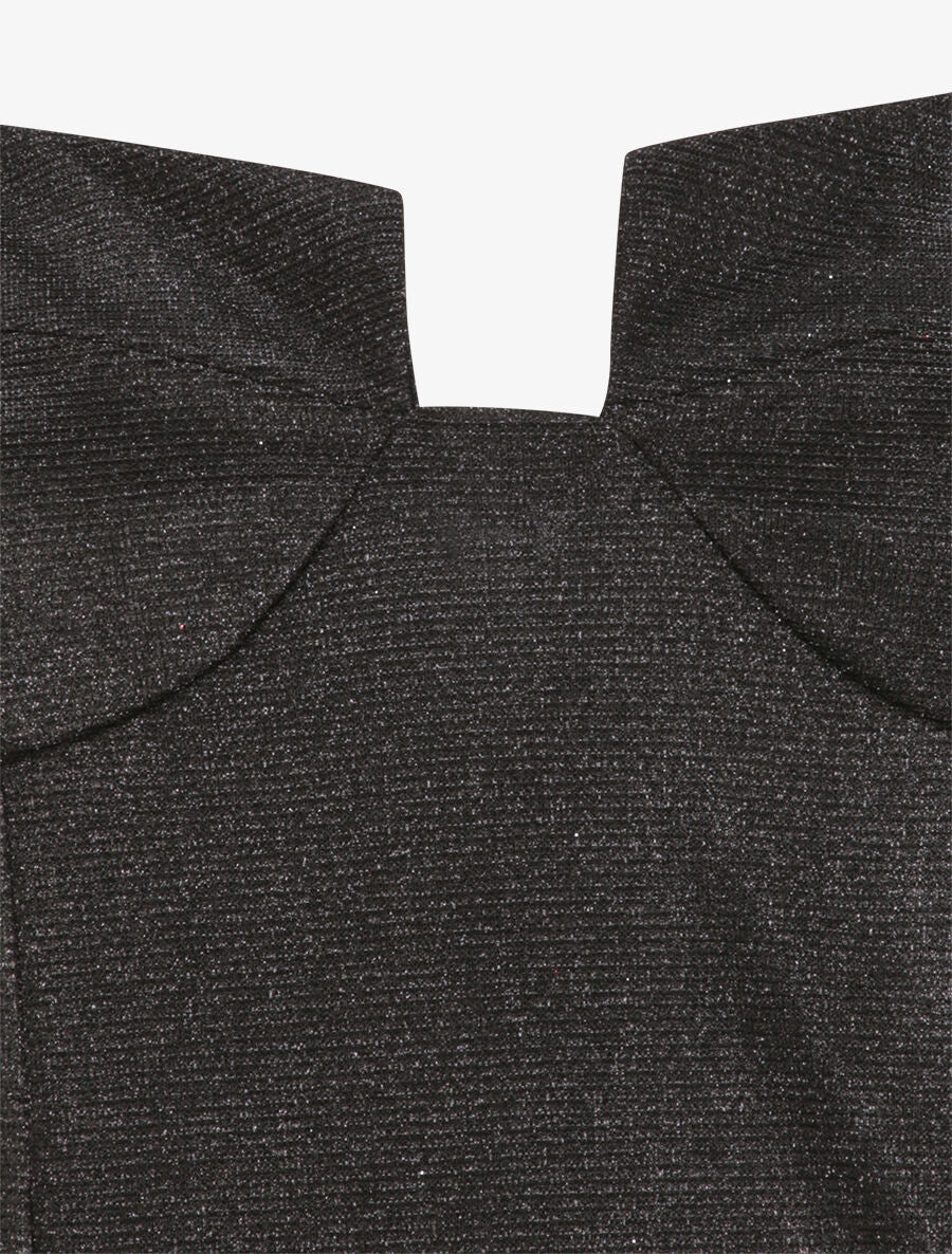 Robe fourreau pailletée à col bustier - Noir - Image 3