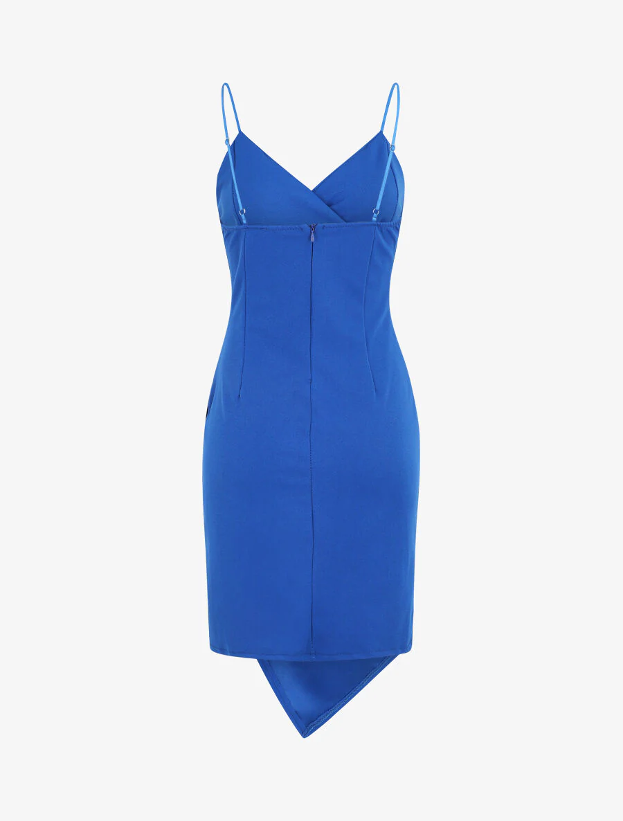 Robe fourreau style portefeuille - Bleu électrique - Image 3
