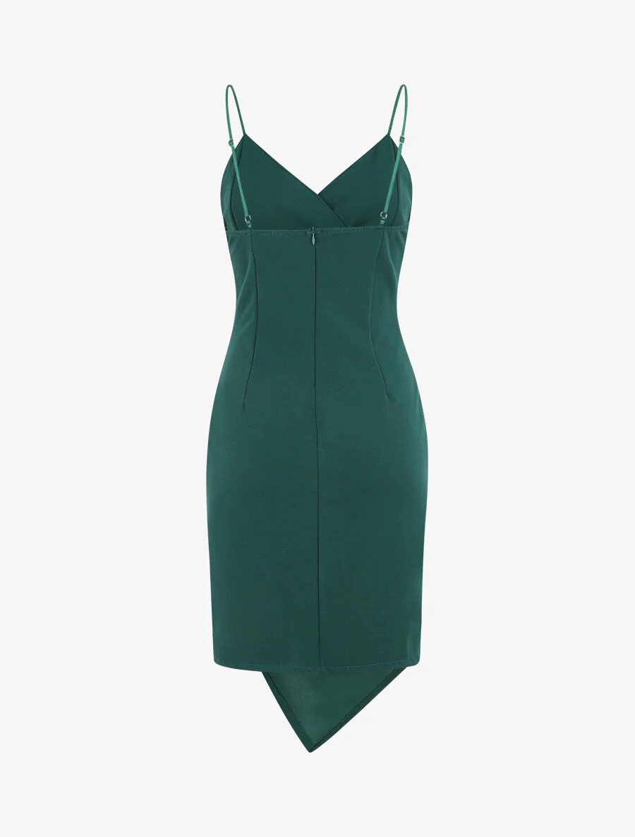 Robe fourreau style portefeuille - Vert sapin - Image 2