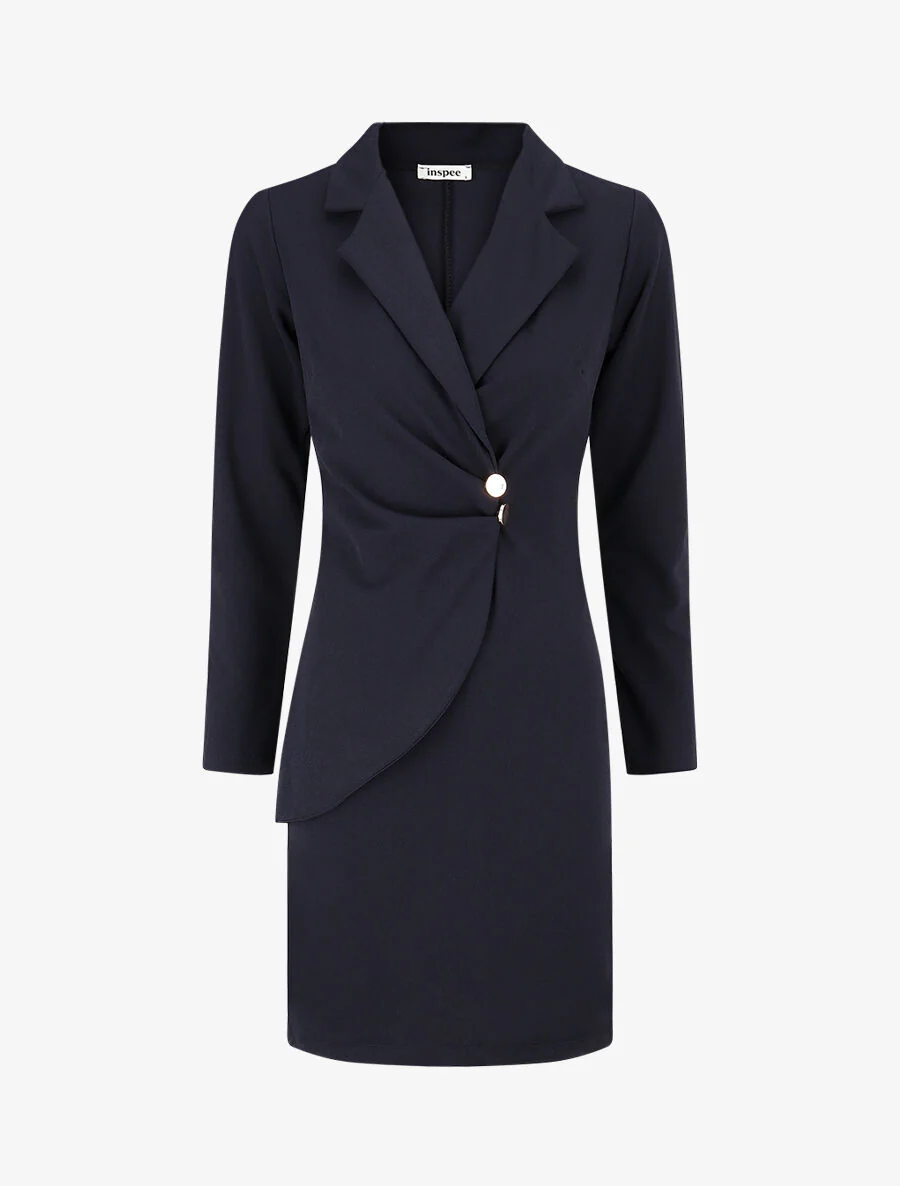 Robe fourreau style tailleur - Marine