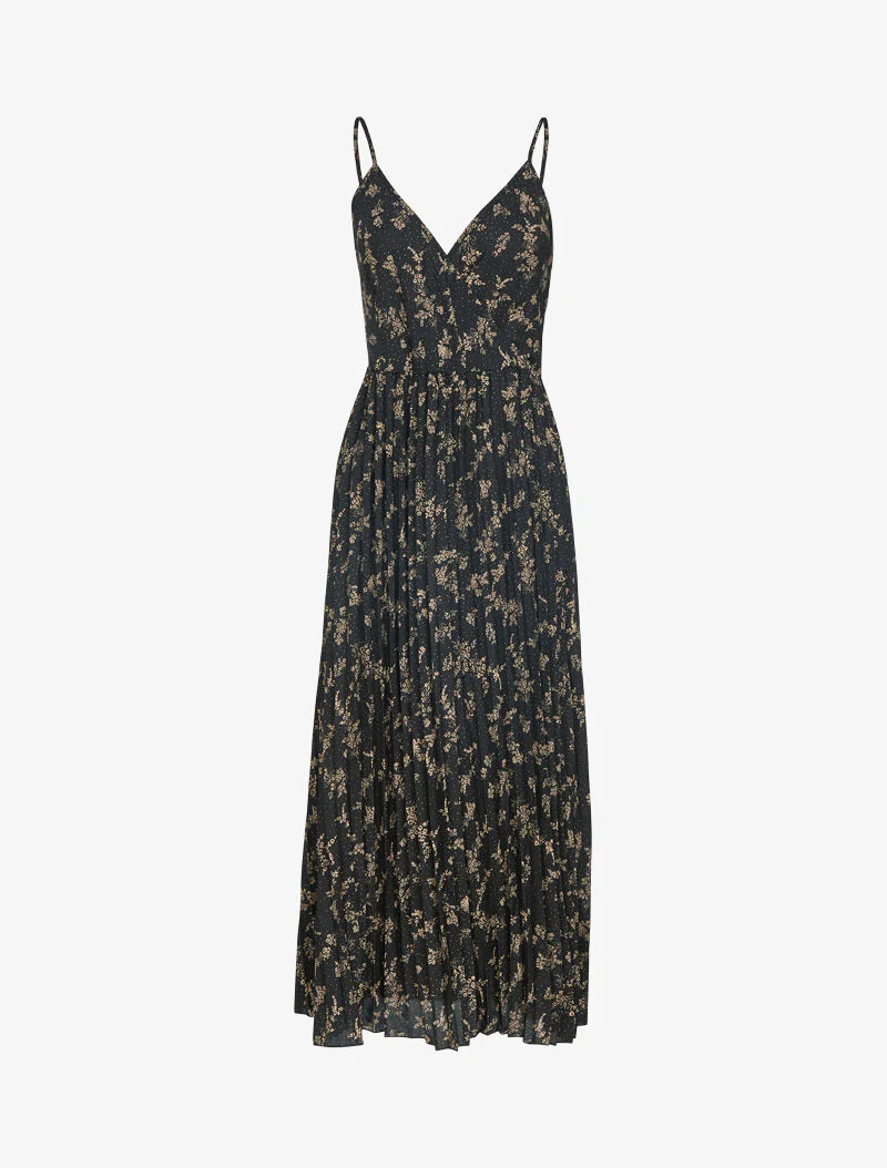 Robe gaufrée à imprimé fleuri - noir