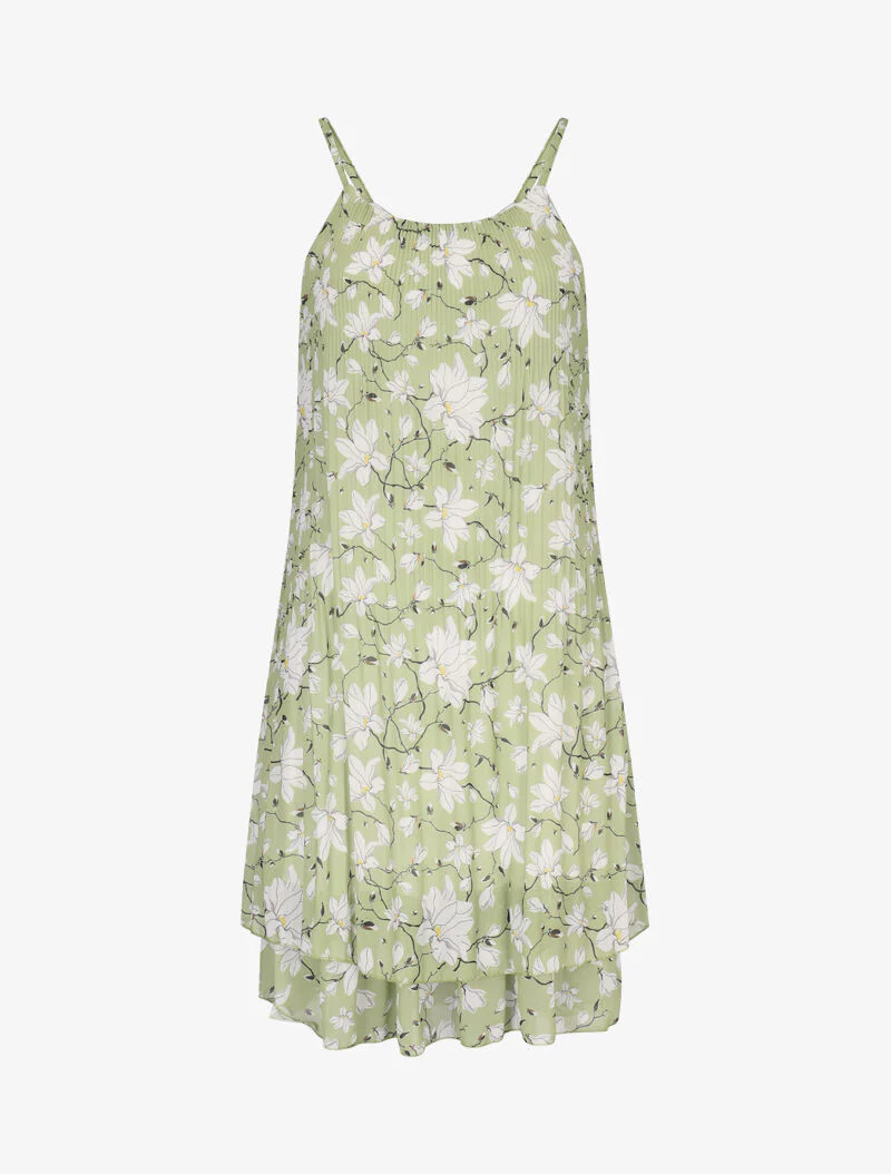 Robe gaufrée à imprimé floral - vert anis