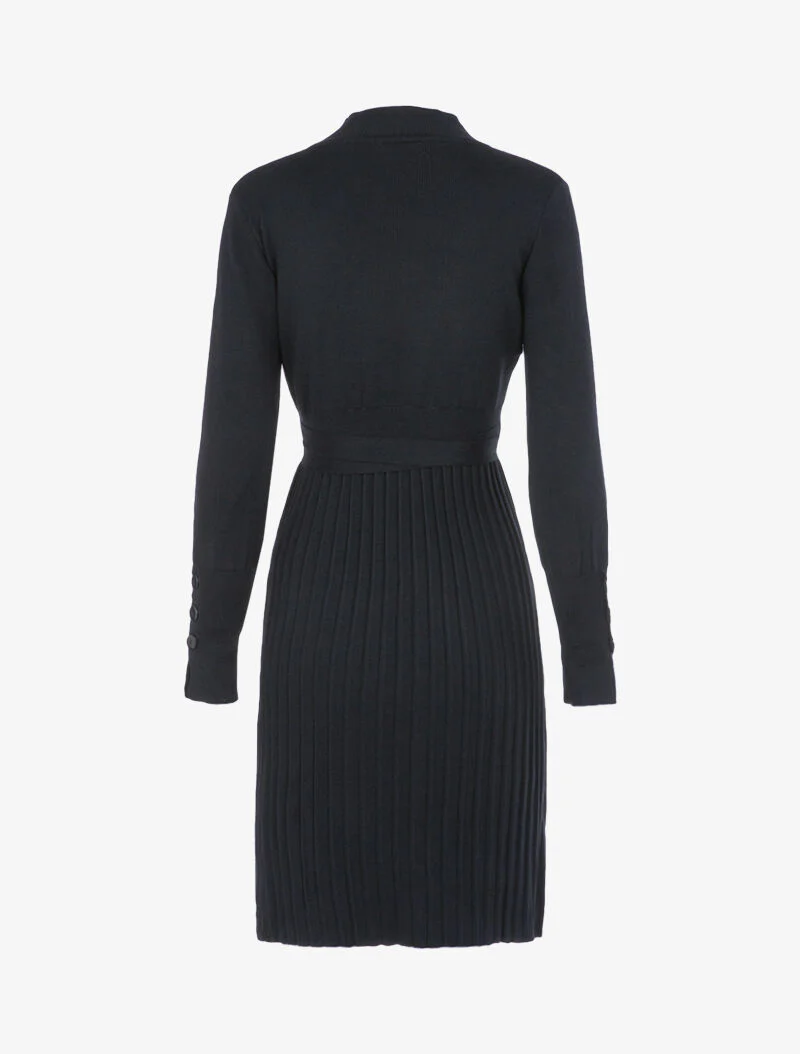 Robe gaufrée à manches bishop - noir - Image 2