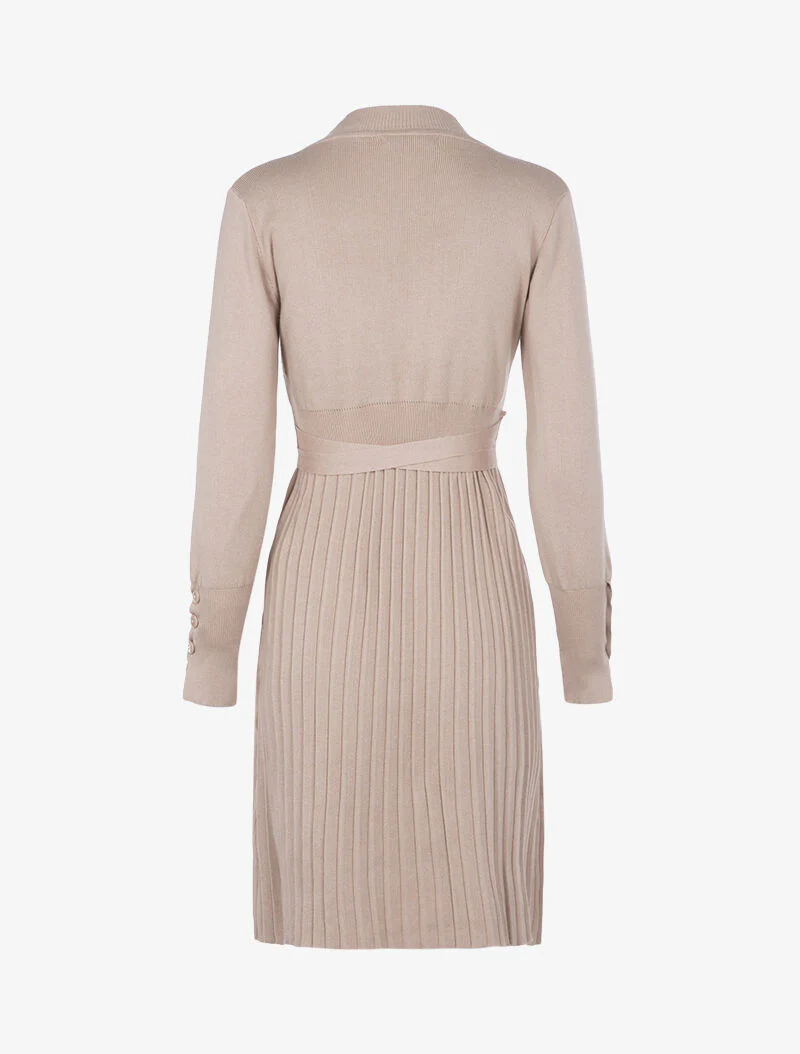 Robe gaufrée à manches bishop - beige rosé - Image 2