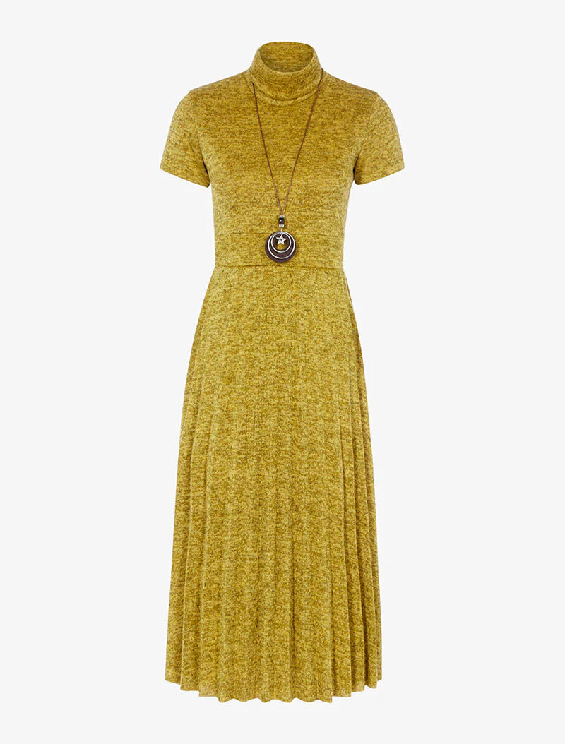 Robe gaufrée effet tweed - moutarde chiné