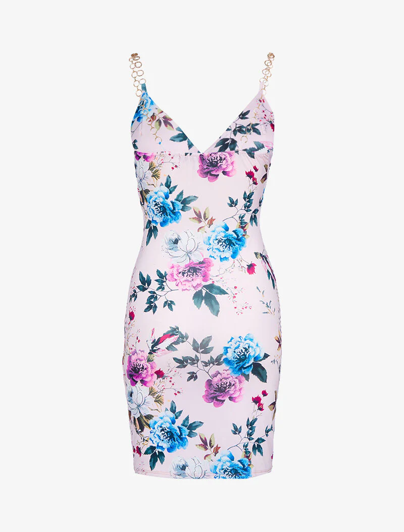 Robe imprimé à bretelles style chaînes - rose - Image 2