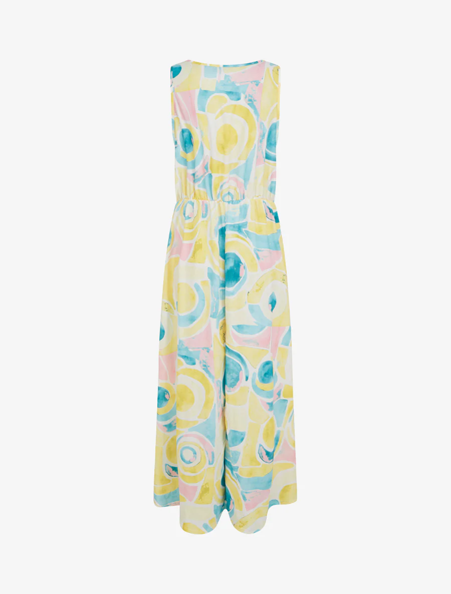 Robe imprimé abstrait à taille élastiquée - Jaune - Image 2