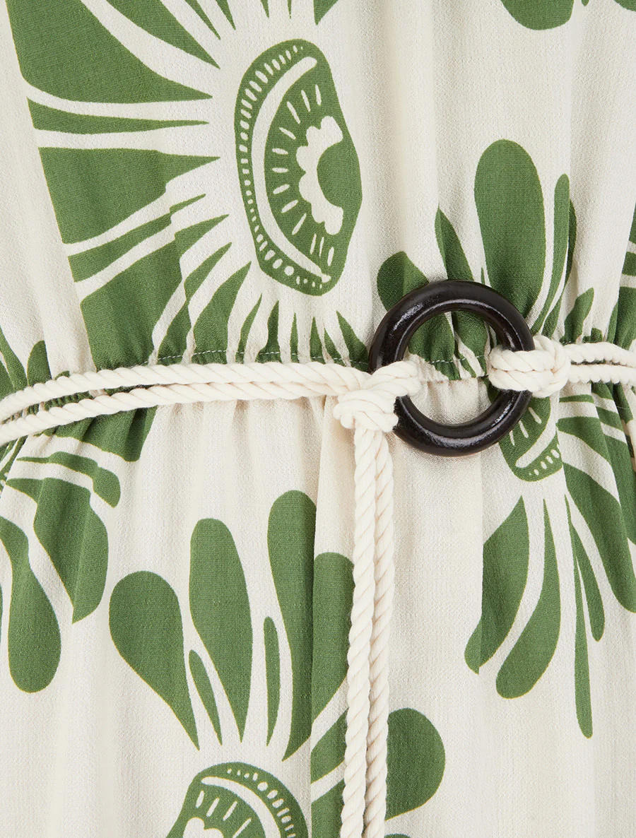 Robe imprimé fantaisie à bretelles en cordelettes - Kaki - Image 3