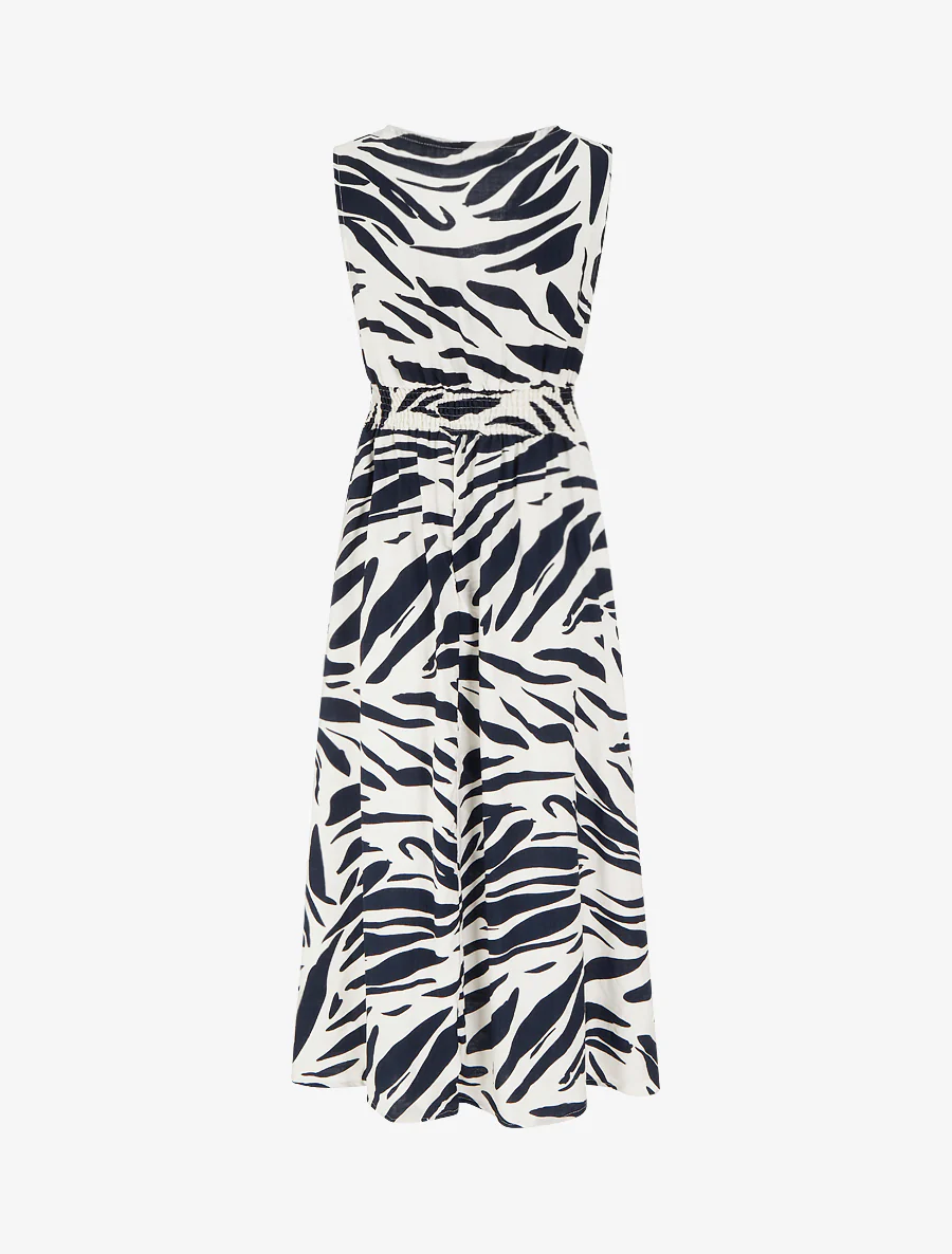 Robe imprimé fantaisie à col cache-coeur - Marine - Image 2